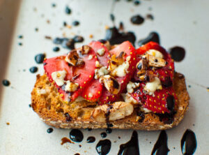 Strawberry Gorgonzola Bruschetta w/ a Balsamic Reduction
