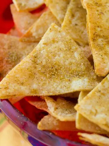 Healthy Homemade Cool Ranch Corn Chips are a healthy snack recipe that's reminiscent of the ever popular Cool Ranch Doritos, but you don't have to feel guilty about serving them to your kids!