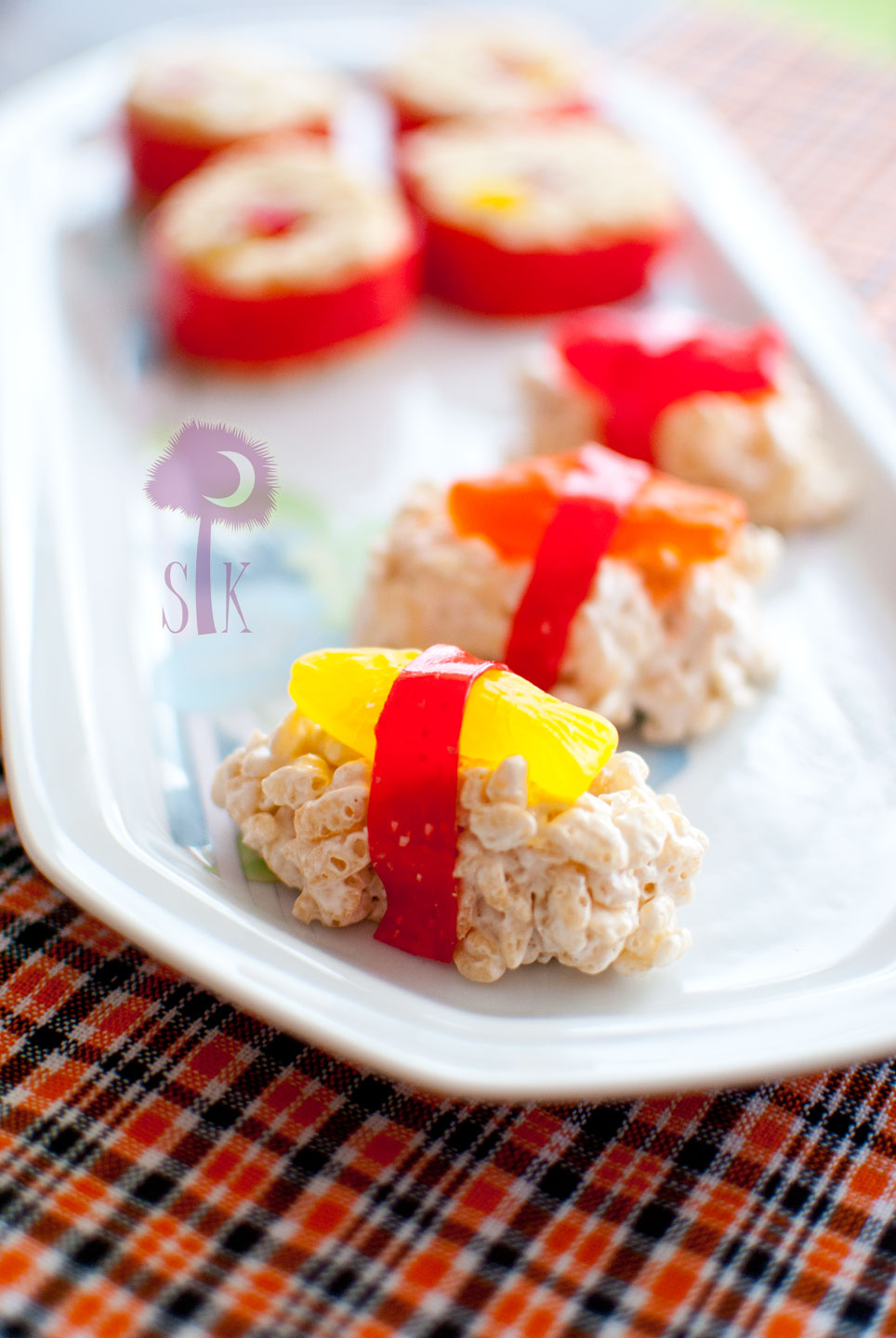 Candy Sushi made with Rice Krispie Treats, Fruit Roll Ups and
