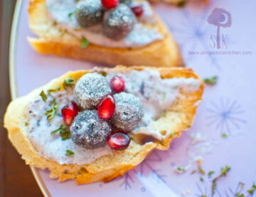 Sparkling Blueberry Pomegranate Bruschetta