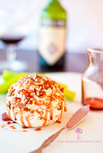 Scrumptious Port Wine Cheese Ball with a Drizzly Port Wine Reduction