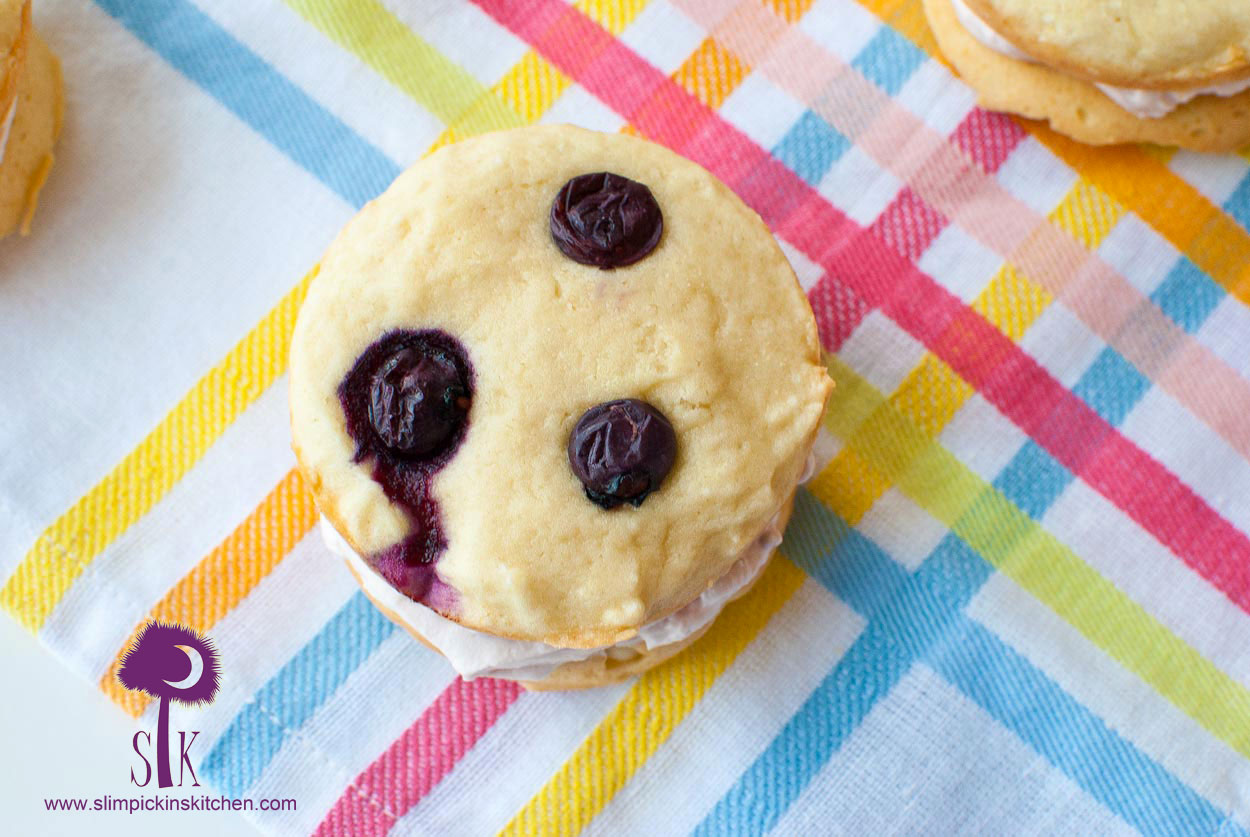 Red Velvet Whoopie Pie with Blueberries