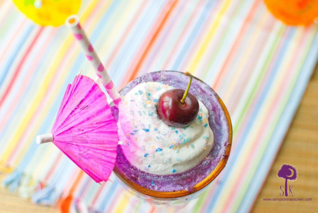 Blueberry Miami Vice Coconut Colada Cocktail 