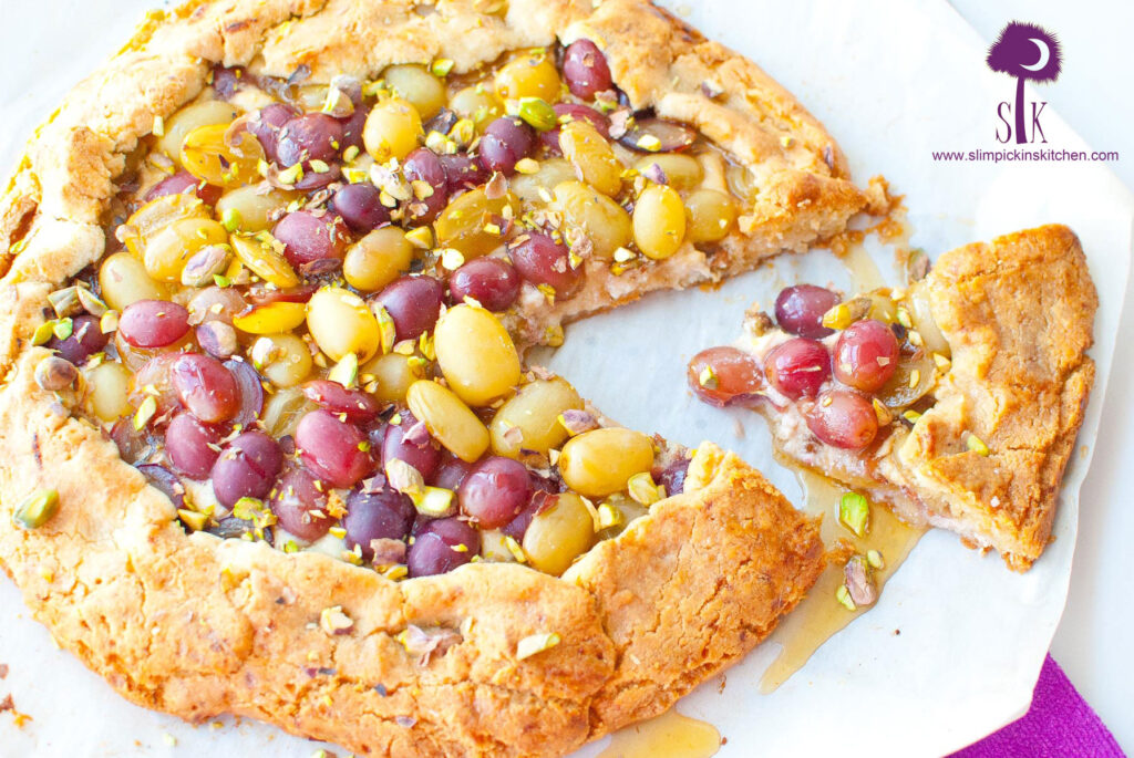 Gluten-free, Grain-Free Drunken Grape and Goat Cheese Galette