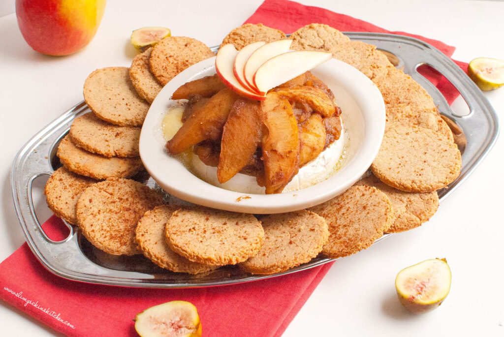 Baked Brie w/ Vanilla Cardamom Spiced Apples & Gluten Free Cinnamon Crackers