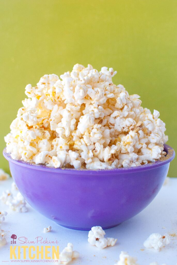 Butter Free Microwave Popcorn w/ Noocho Cheese * Slim Pickin's Kitchen