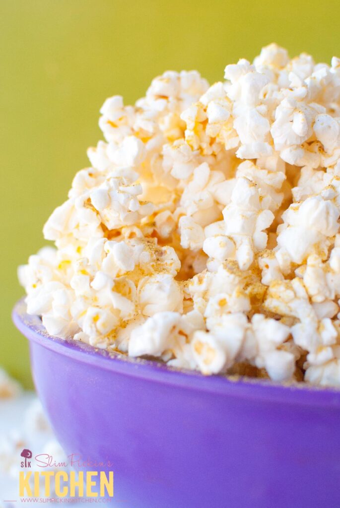 Butter Free Microwave Popcorn w/ Noocho Cheese * Slim Pickin's Kitchen