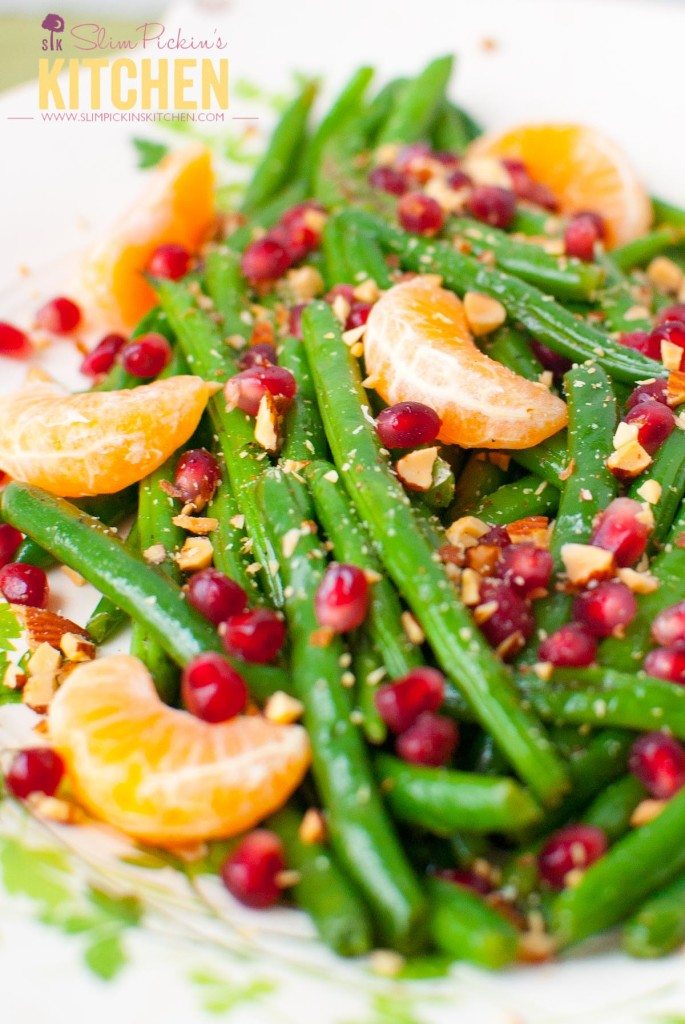 Green Bean Almondine with Pomegrante and Clementines