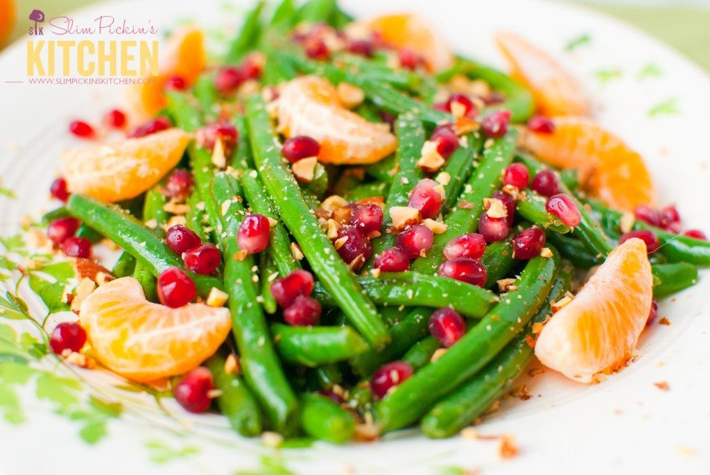 Green Bean Almondine with Pomegrante and Clementines