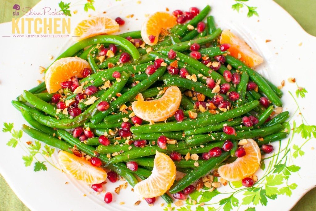 Green Bean Almondine with Pomegrante and Clementines