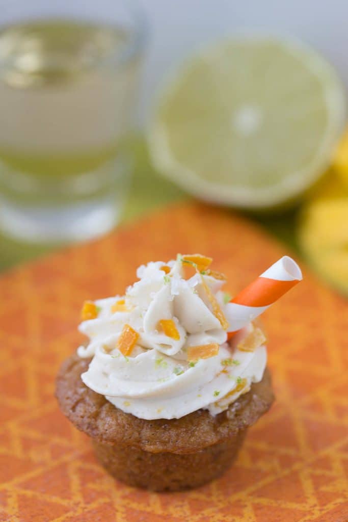 mini mango margarita toed with a vegan cococonut buttercream and caramalized mango