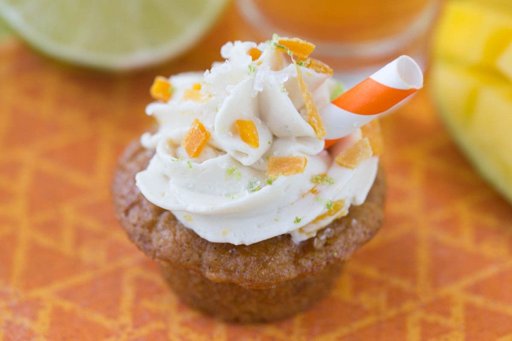 Mini Caramelized Mango Margarita Cupcakes: These gluten-free, grain-free, and refined sugar-free mango margarita cupcakes are insanely delicious, and you'd never know they were full of healthy, good for you ingredients! | www.slimpickinskitchen.com