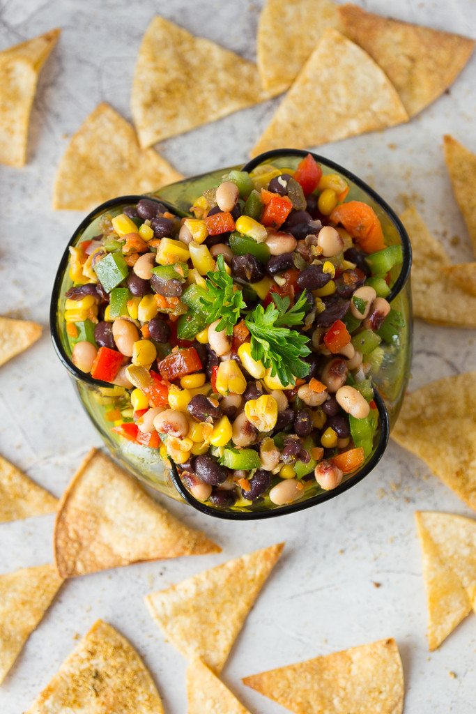 Crunchy, salty, savory and sweet, this Texas Caviar Blackeyed Pea Dip is an awesome healthy snack food that's perfect for tailgating, football or superbowl parties, camping, or picnics! 