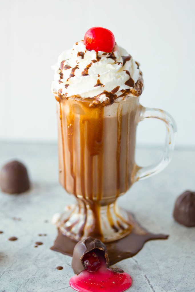 This homemade hot chocolate recipe is loaded with cherry brandy, vanilla vodka, and all the things that are sure to keep you warm on a cold winter's night! 