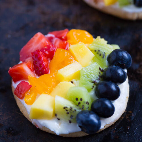 Rainbow Fruit Pizza Cookies Key Lime Cream Cheese Frosting