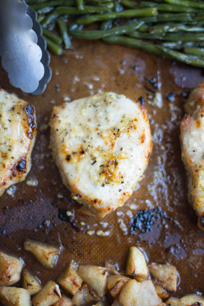 Sheet Pan Brown Sugar Pork Chops with Apples and Green Beans | Ministry Meals | Ministry Meals | Sheet Pan Suppers 