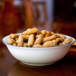 steaming bowl of boiled peanuts
