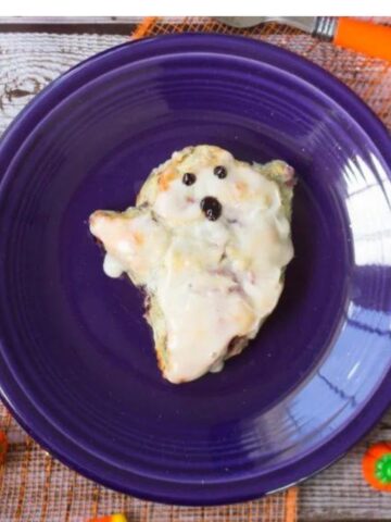 Bojangles copycat boberry biscuit cut into the shape of a ghost for Halloween
