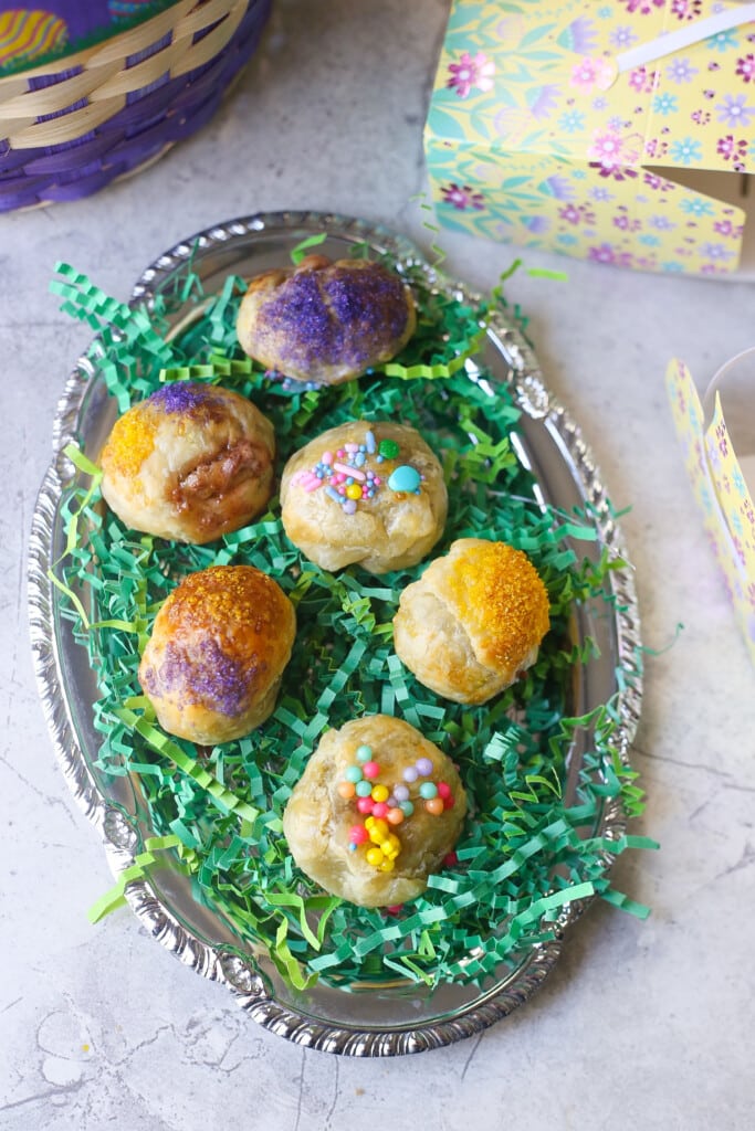 Plate of Puff Pastry Cadbury Eggs Chocolate Croissants