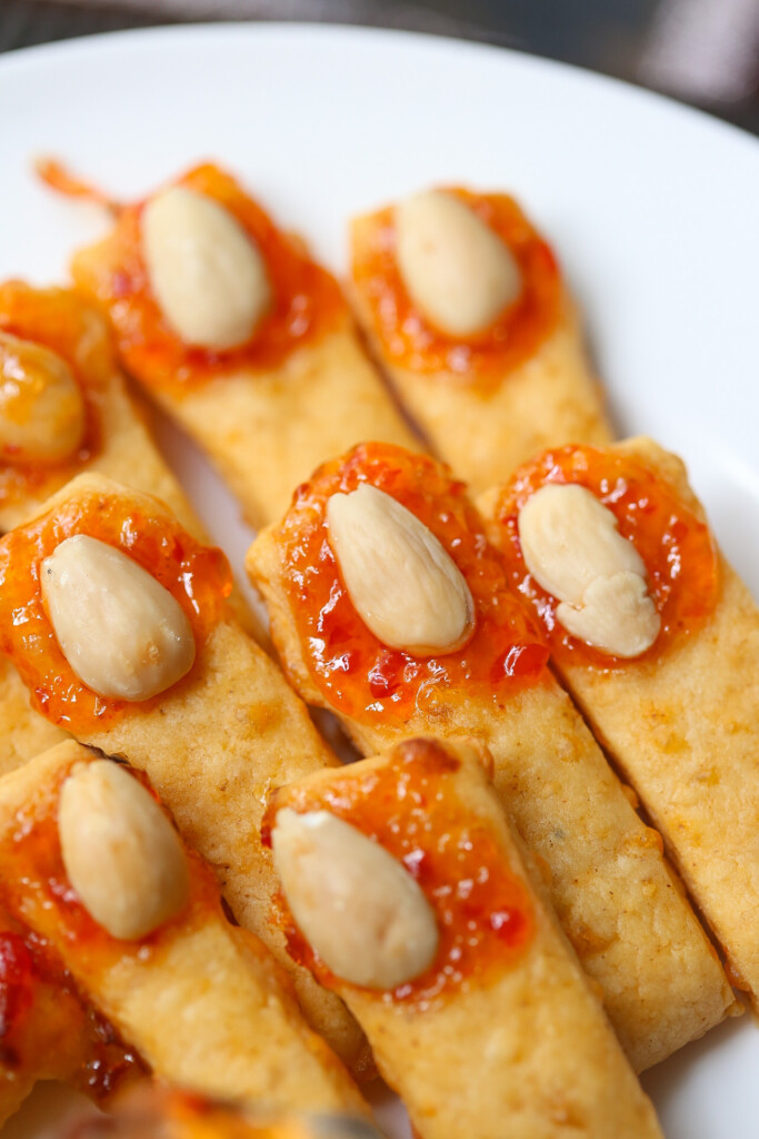 witch fingers cheese straws for halloween