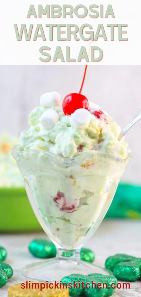 Ambrosia Watergate Salad with Coconut Pinterest Image