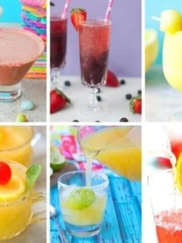 A collection of spring cocktails and mixed drinks shown in one photo