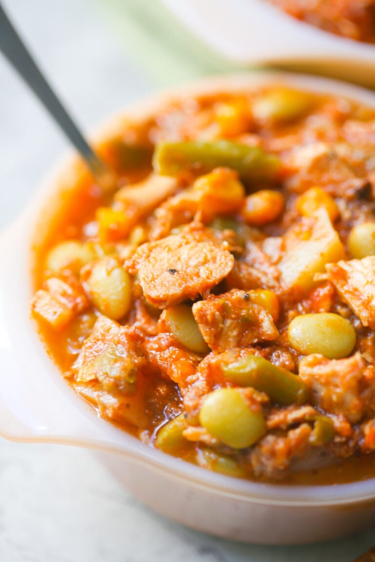 Easy Crock Pot Brunswick Stew with BBQ Pork and Chicken