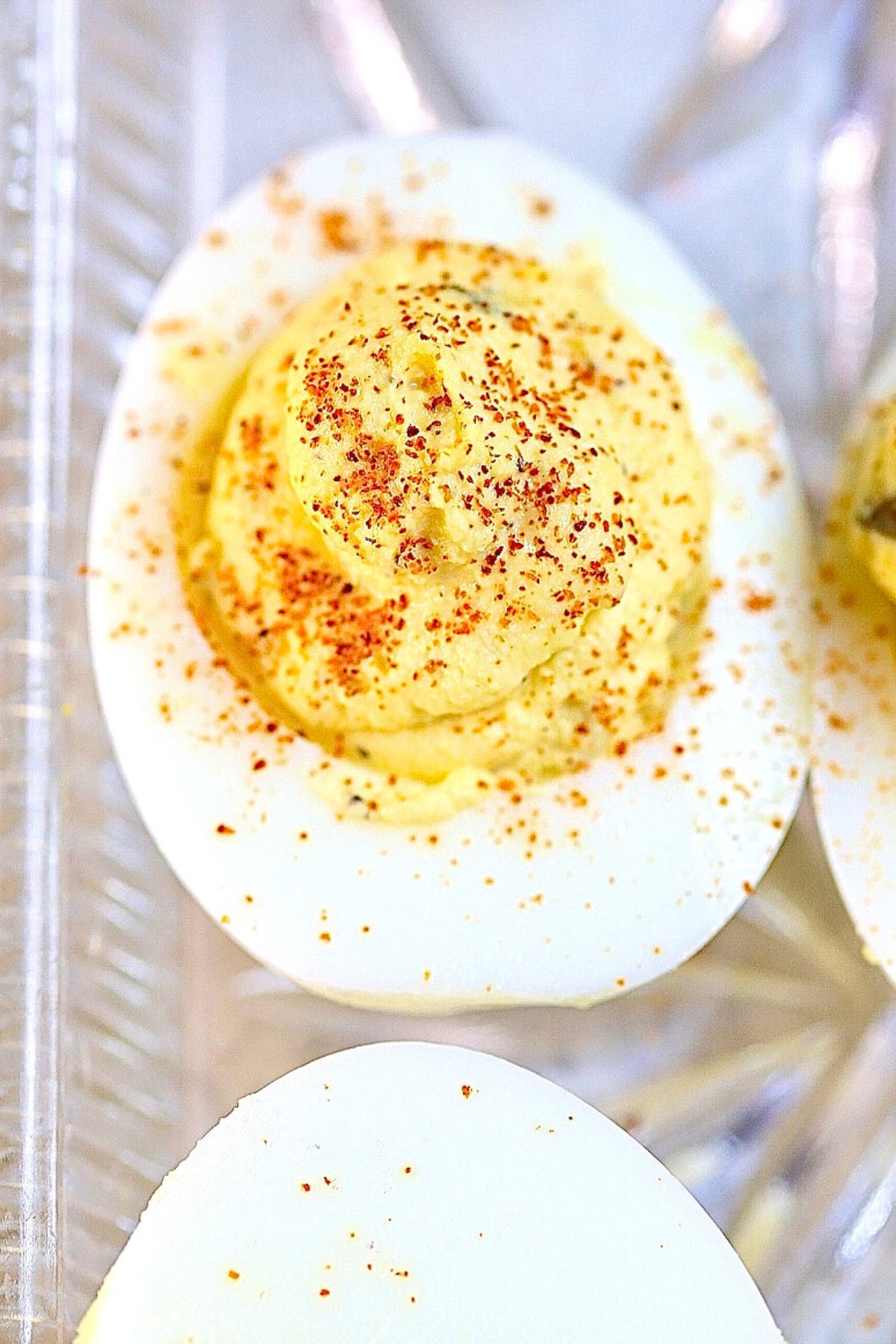 Southern Deviled Egg garnished with paprika